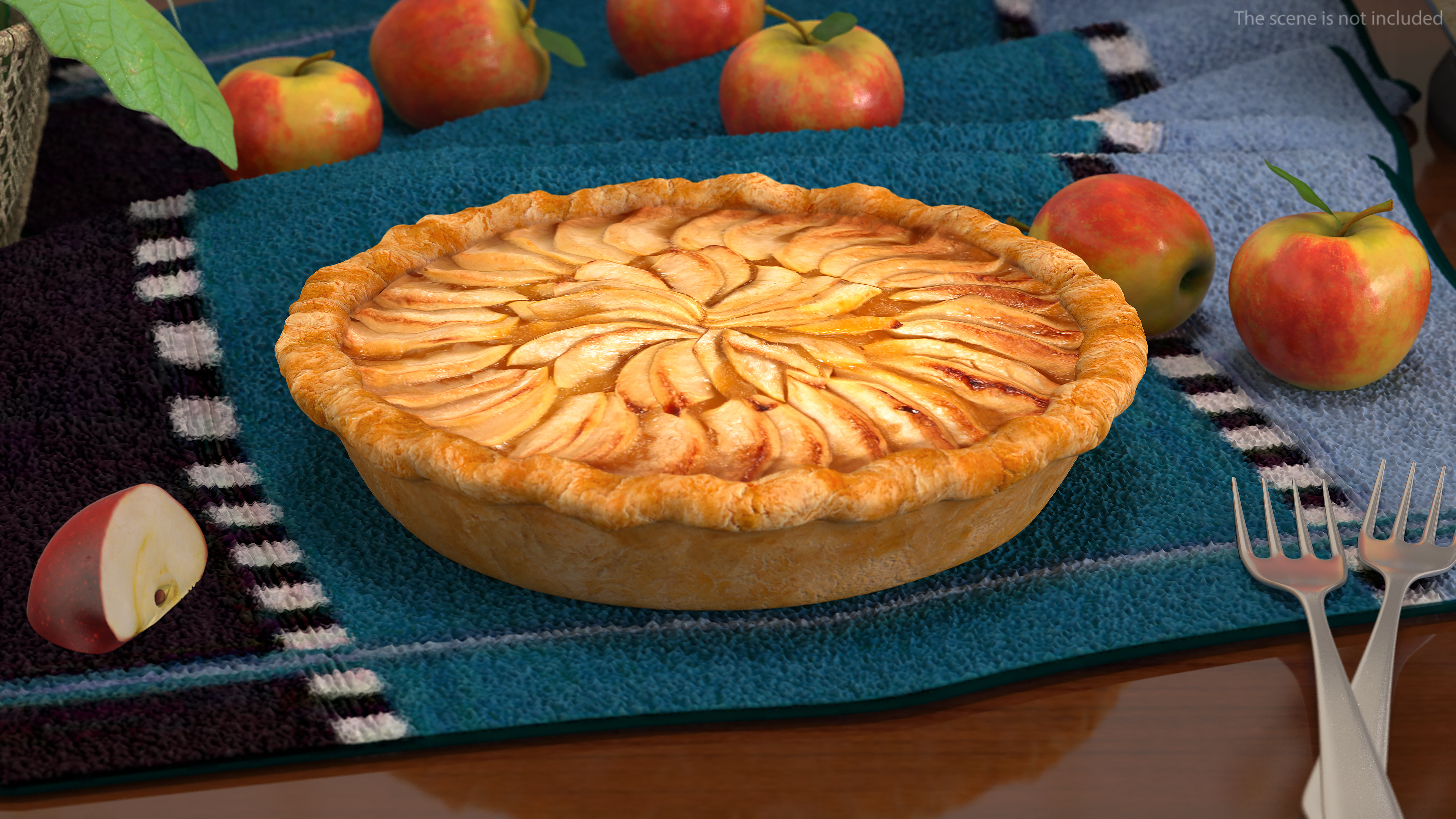 Open Face Apple Pie 3D model