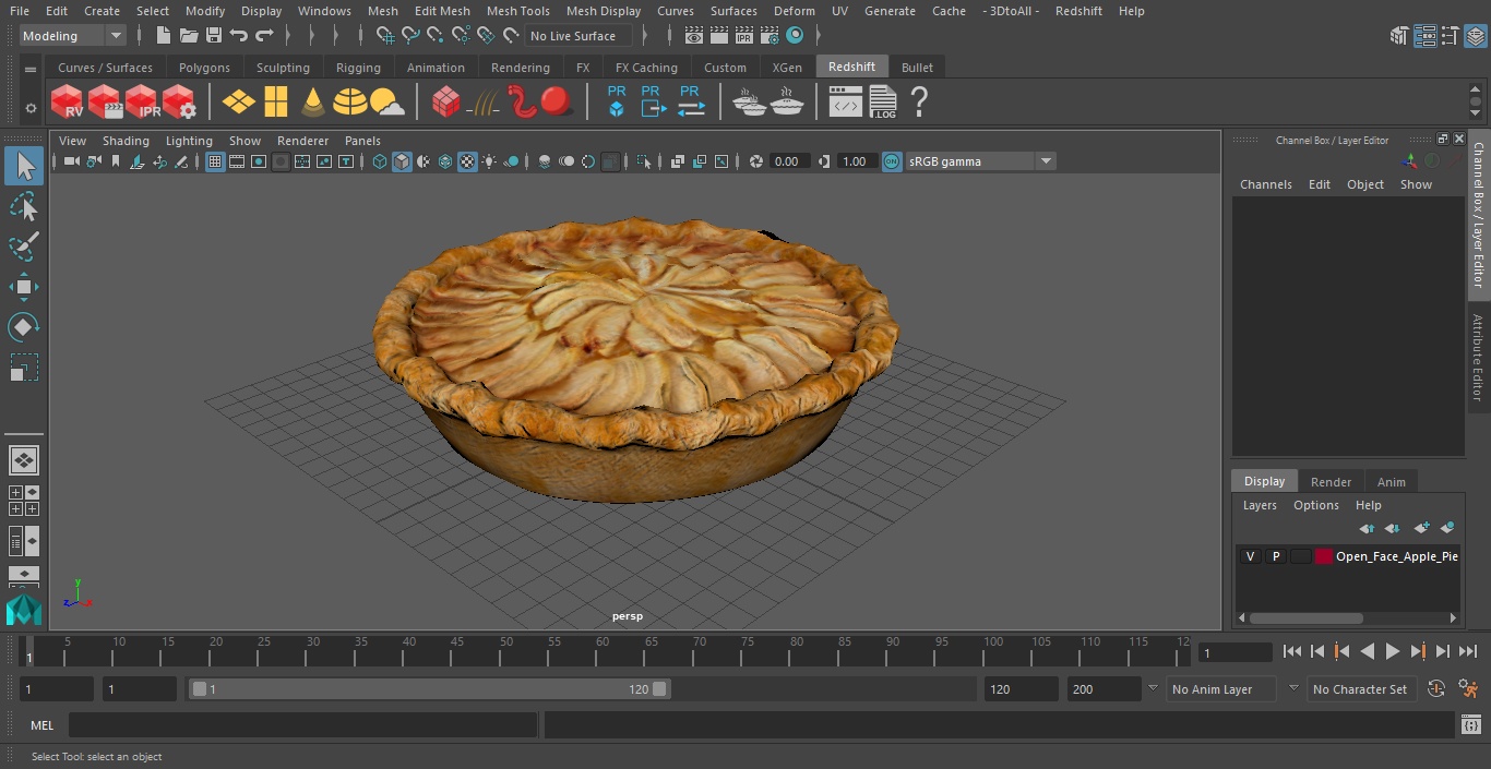 Open Face Apple Pie 3D model