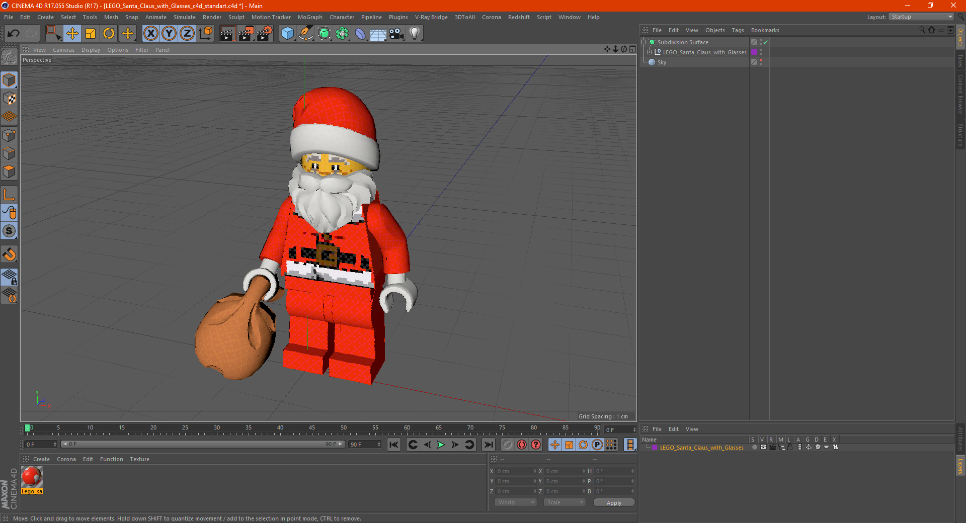 LEGO Santa Claus with Glasses 3D model