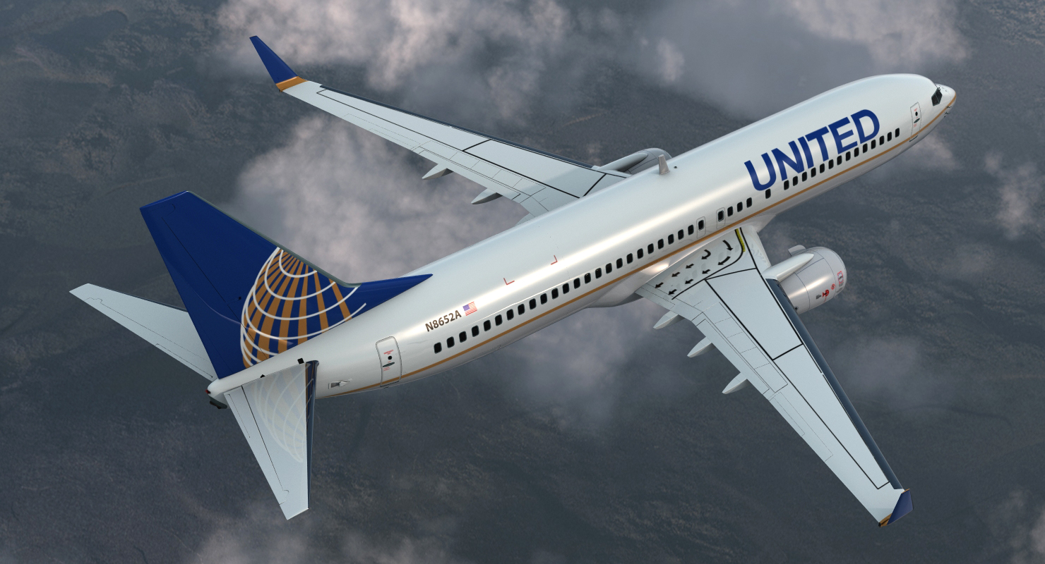 Boeing 737 800 with Interior United Airlines 3D model