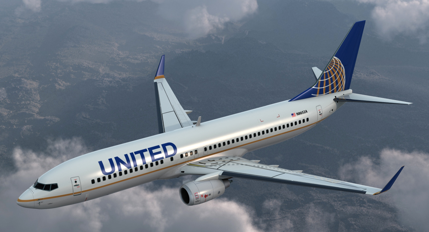 Boeing 737 800 with Interior United Airlines 3D model