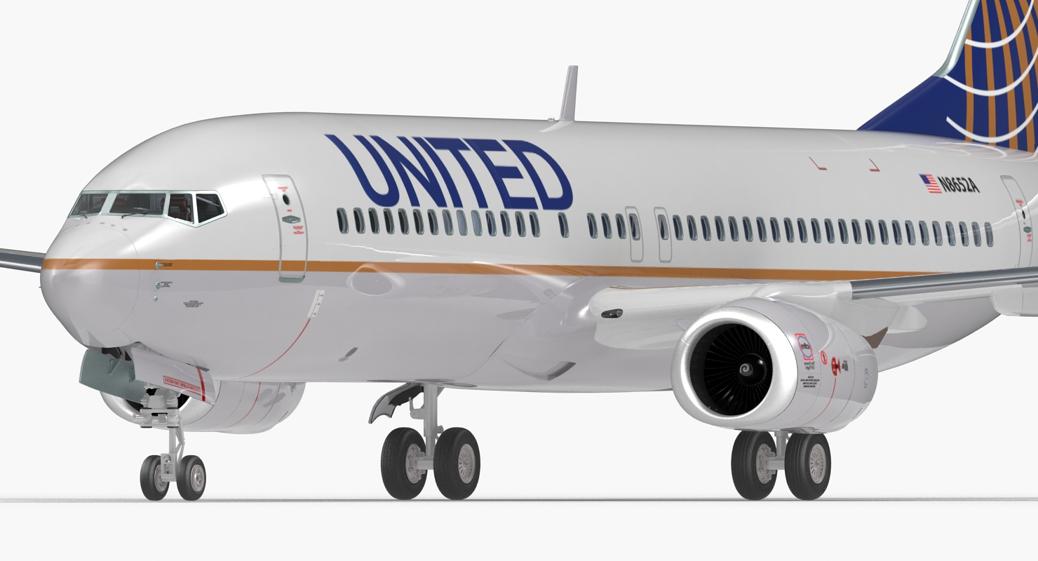 Boeing 737 800 with Interior United Airlines 3D model