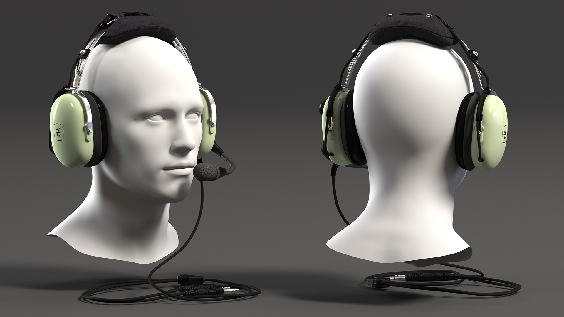 3D Aviation Headset David Clark with Mannequin model