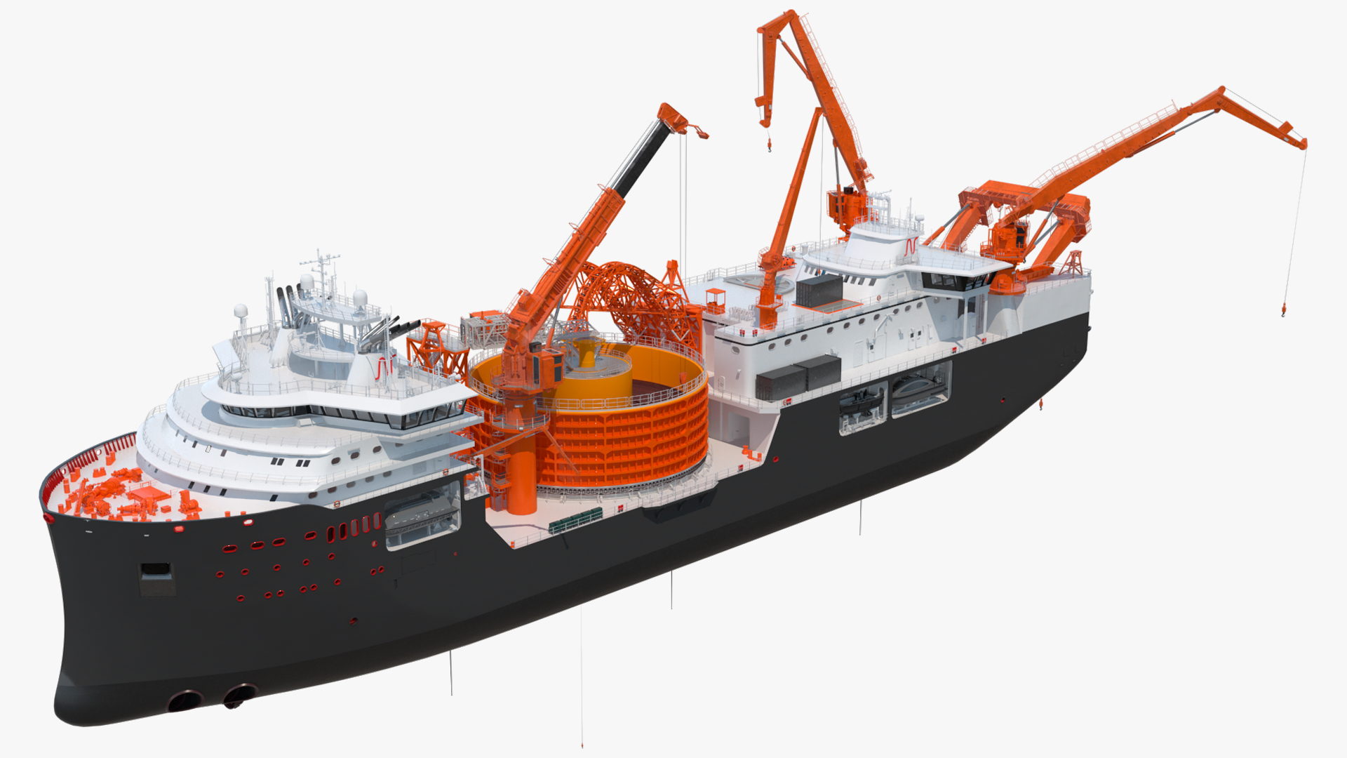 Cable Installation Vessels Black Rigged 3D model