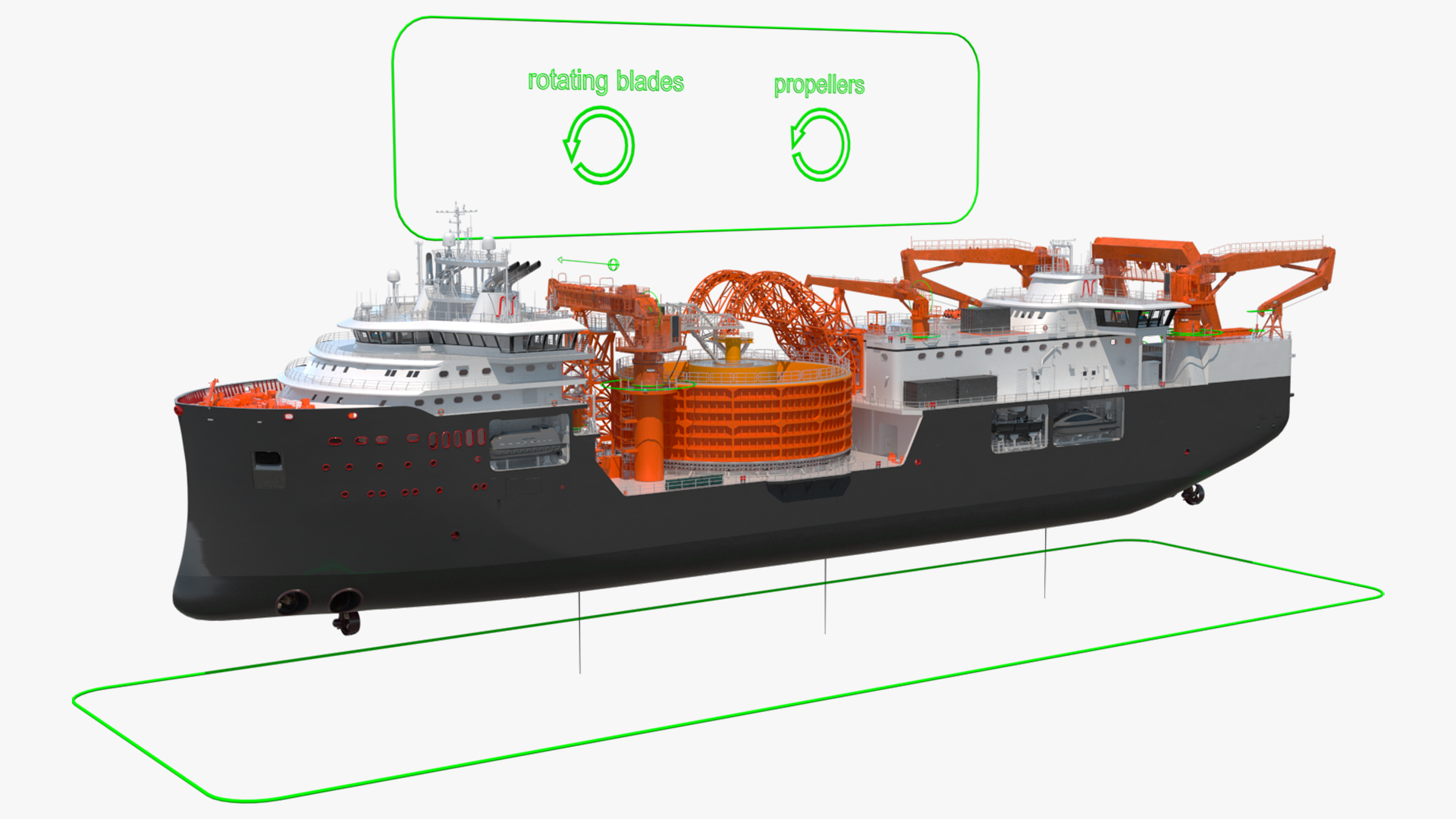 Cable Installation Vessels Black Rigged 3D model