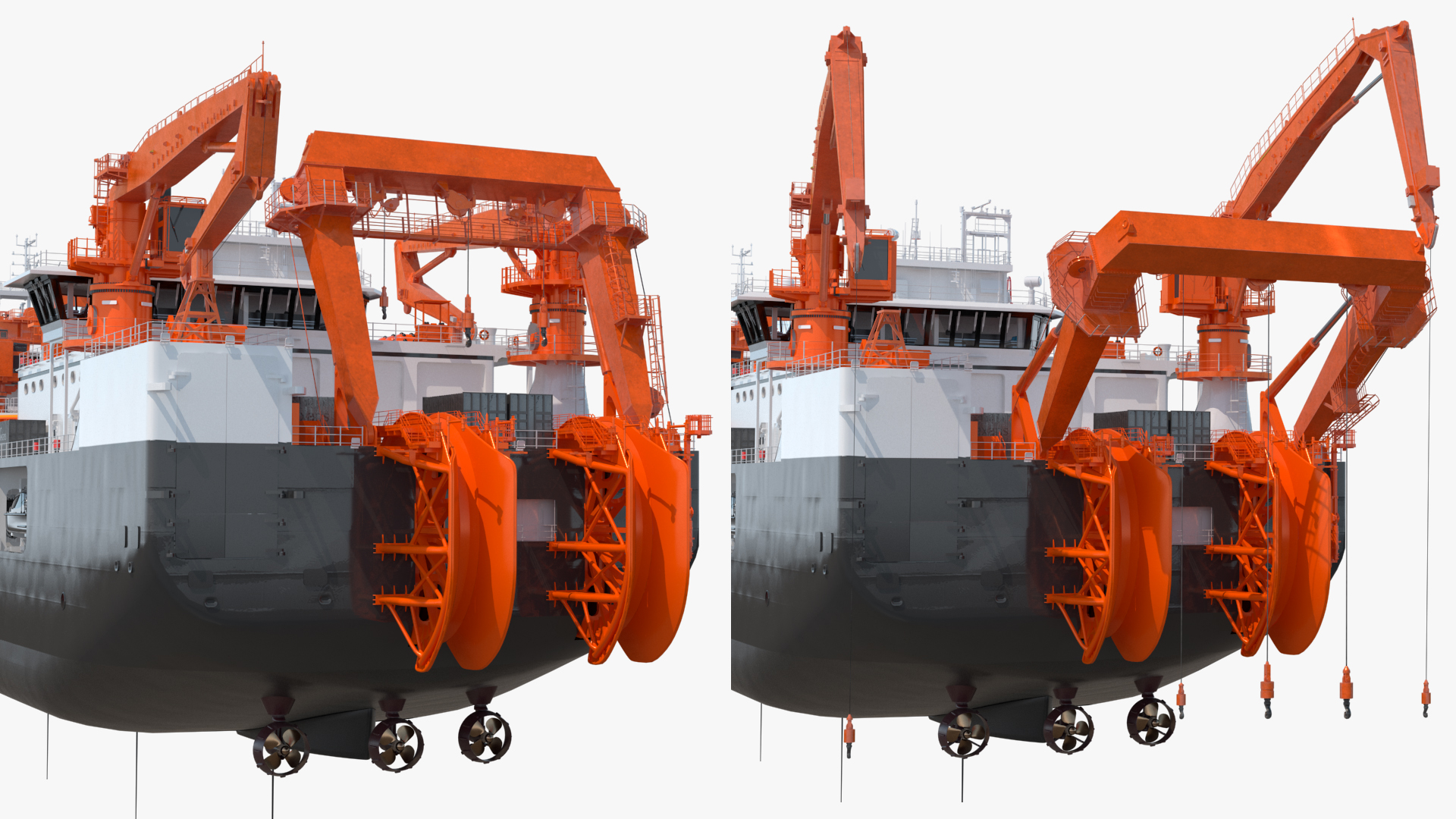 Cable Installation Vessels Black Rigged 3D model