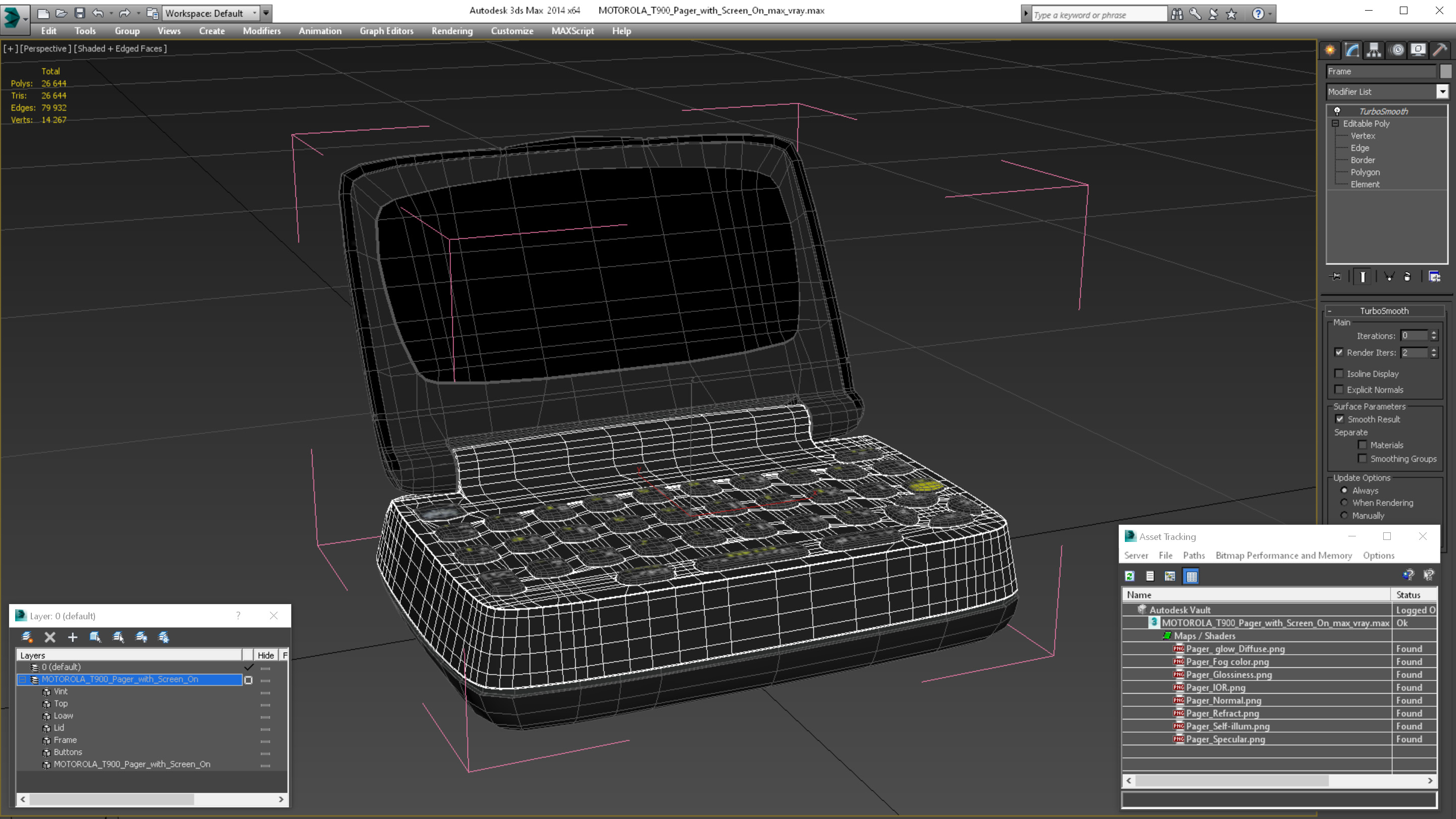 MOTOROLA T900 Pager with Screen On 3D model