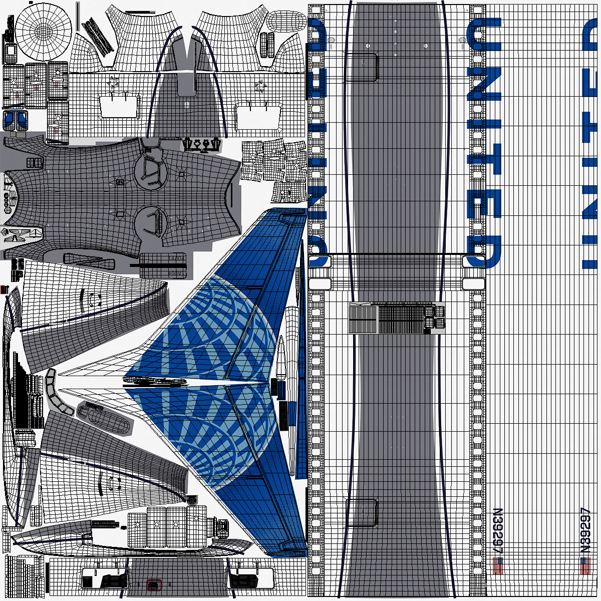 United Airlines Boeing 737 Max 8 Rigged 3D model