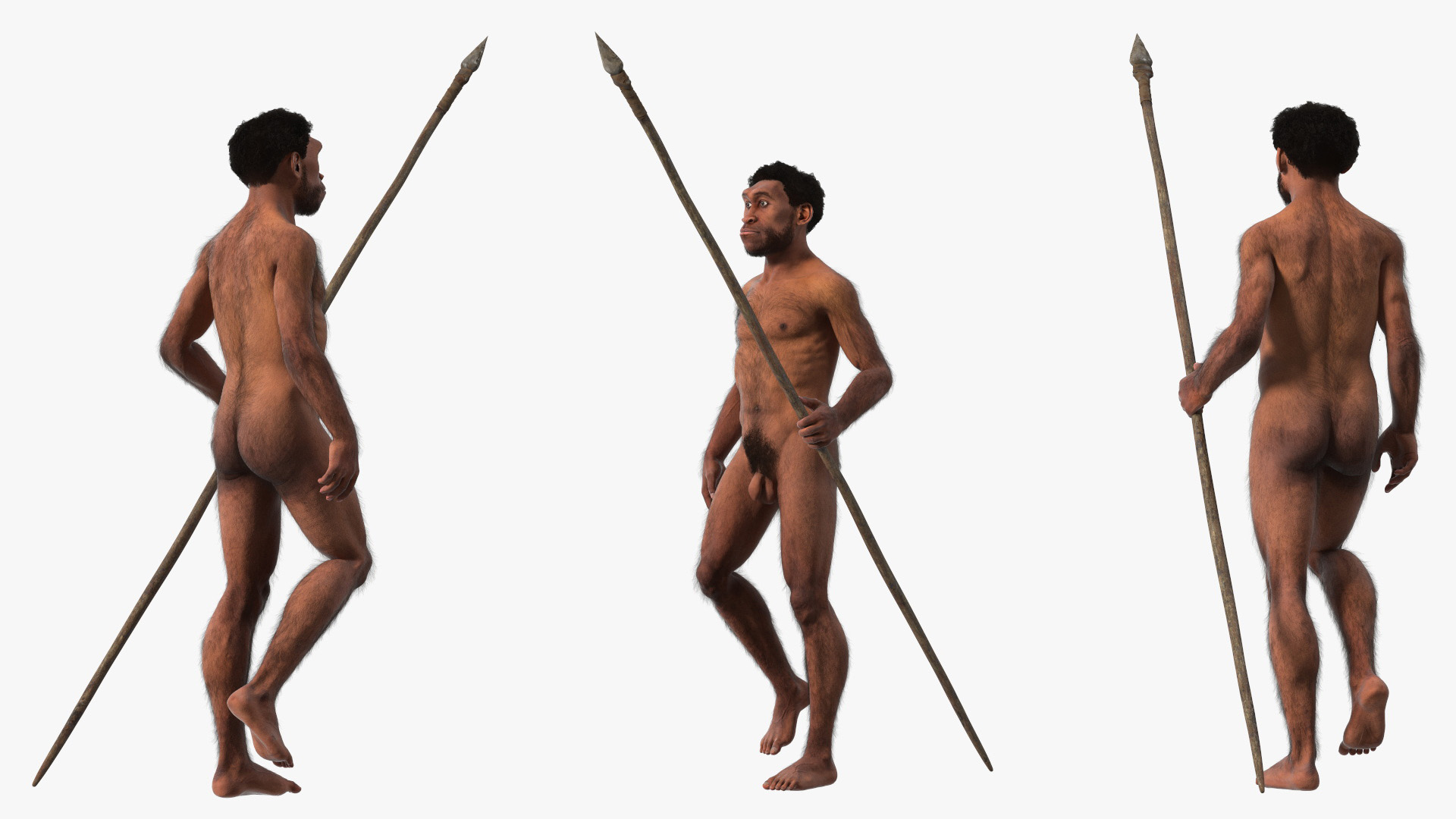 Homo Erectus with Spear Fur 3D