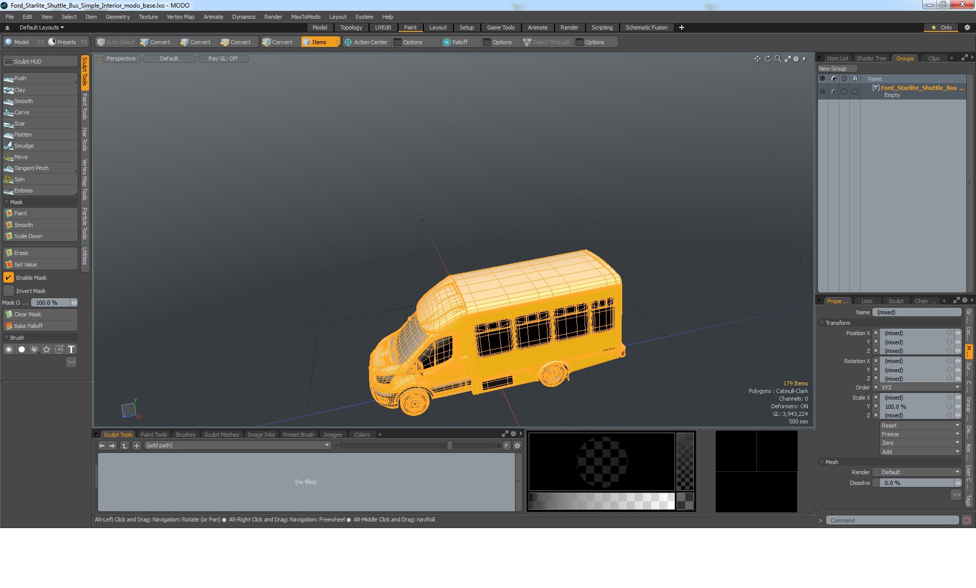 3D Ford Starlite Shuttle Bus Simple Interior