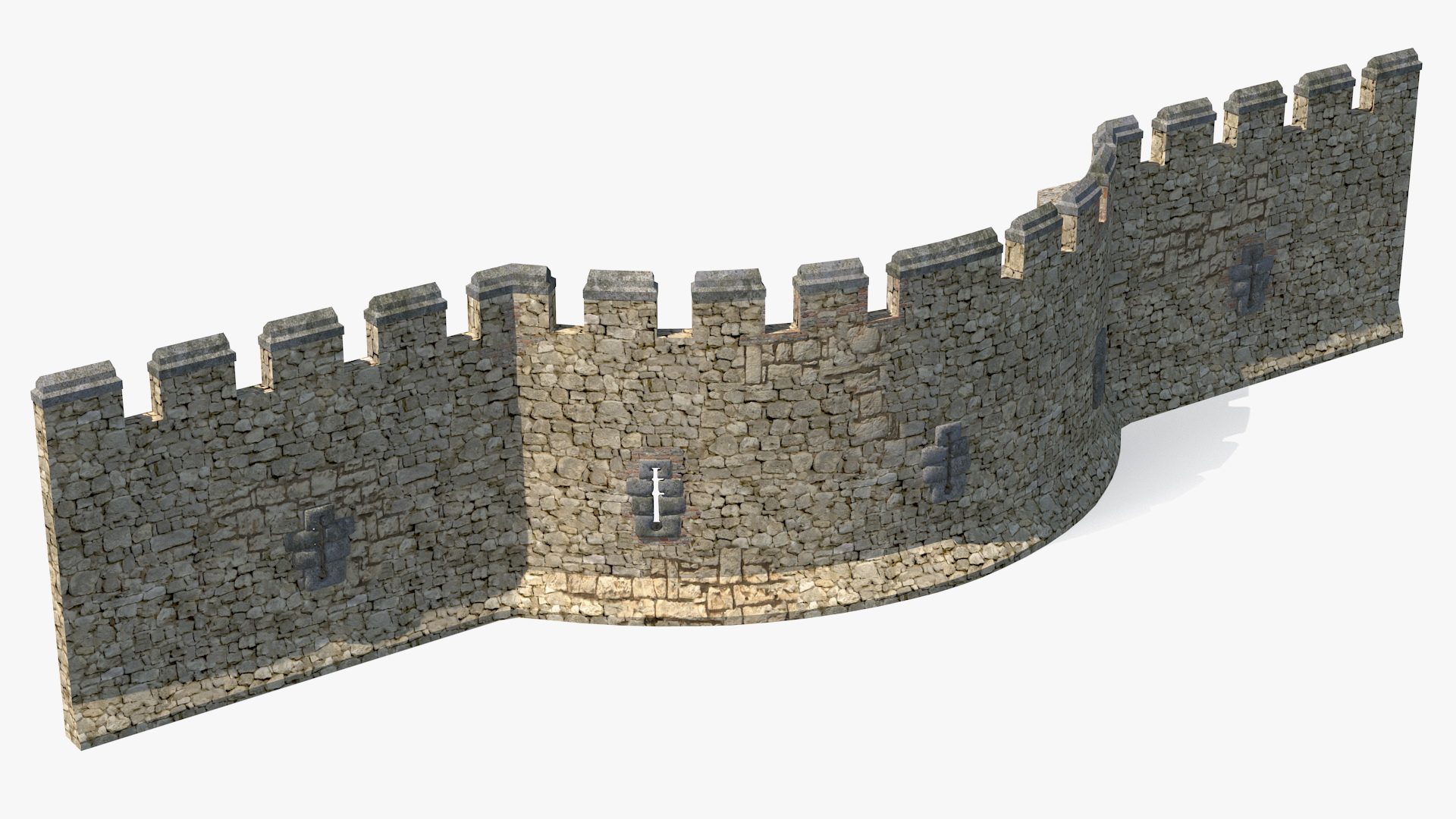 3D Medieval Castle Stone Wall