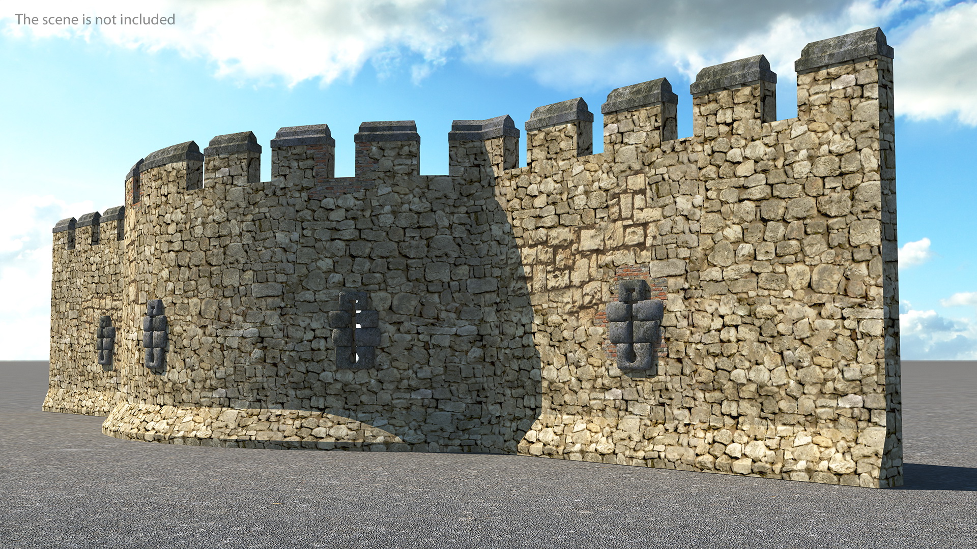 3D Medieval Castle Stone Wall