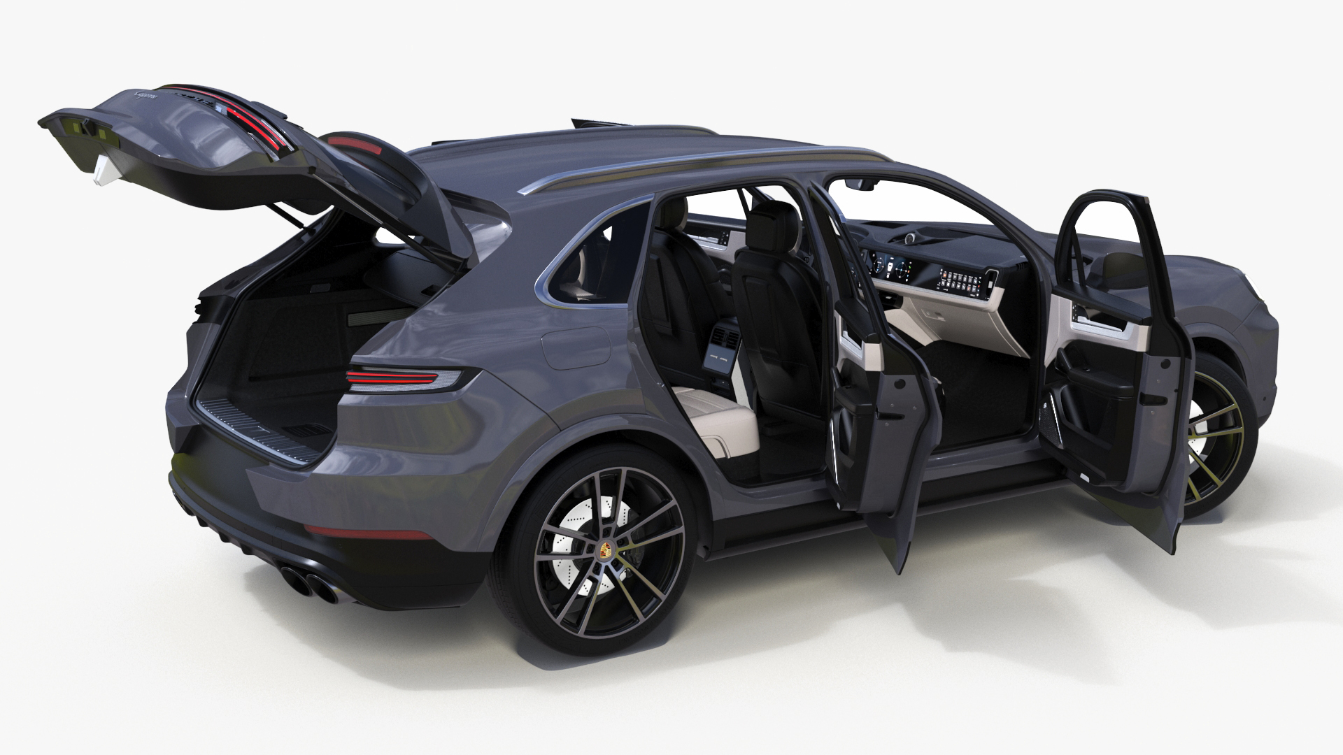 Porsche Cayenne Turbo E-Hybrid 2024 Gray Rigged 3D