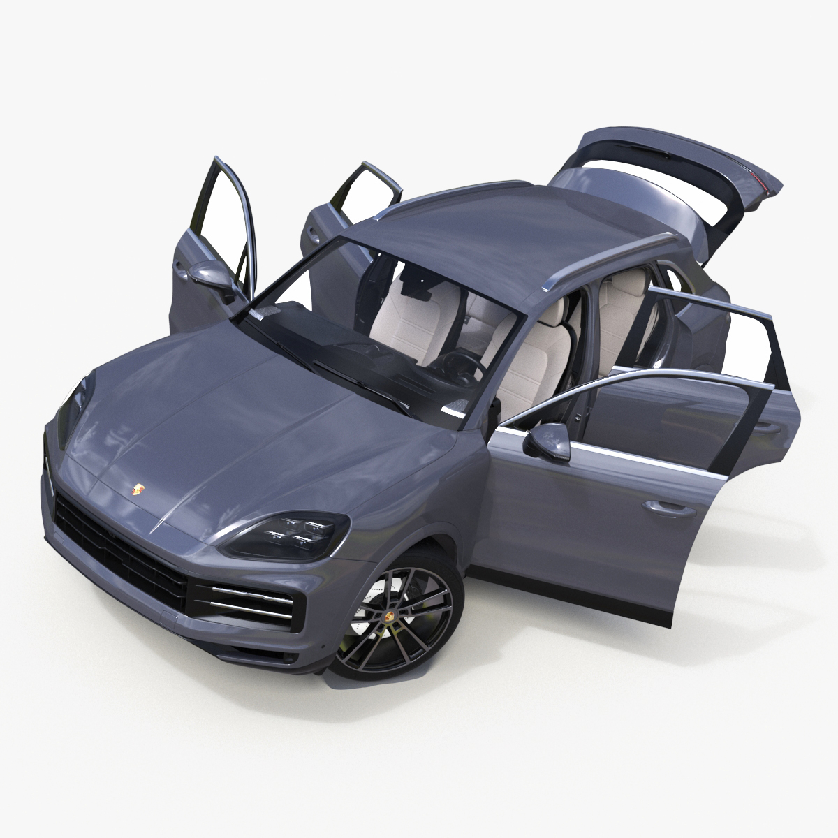 Porsche Cayenne Turbo E-Hybrid 2024 Gray Rigged 3D