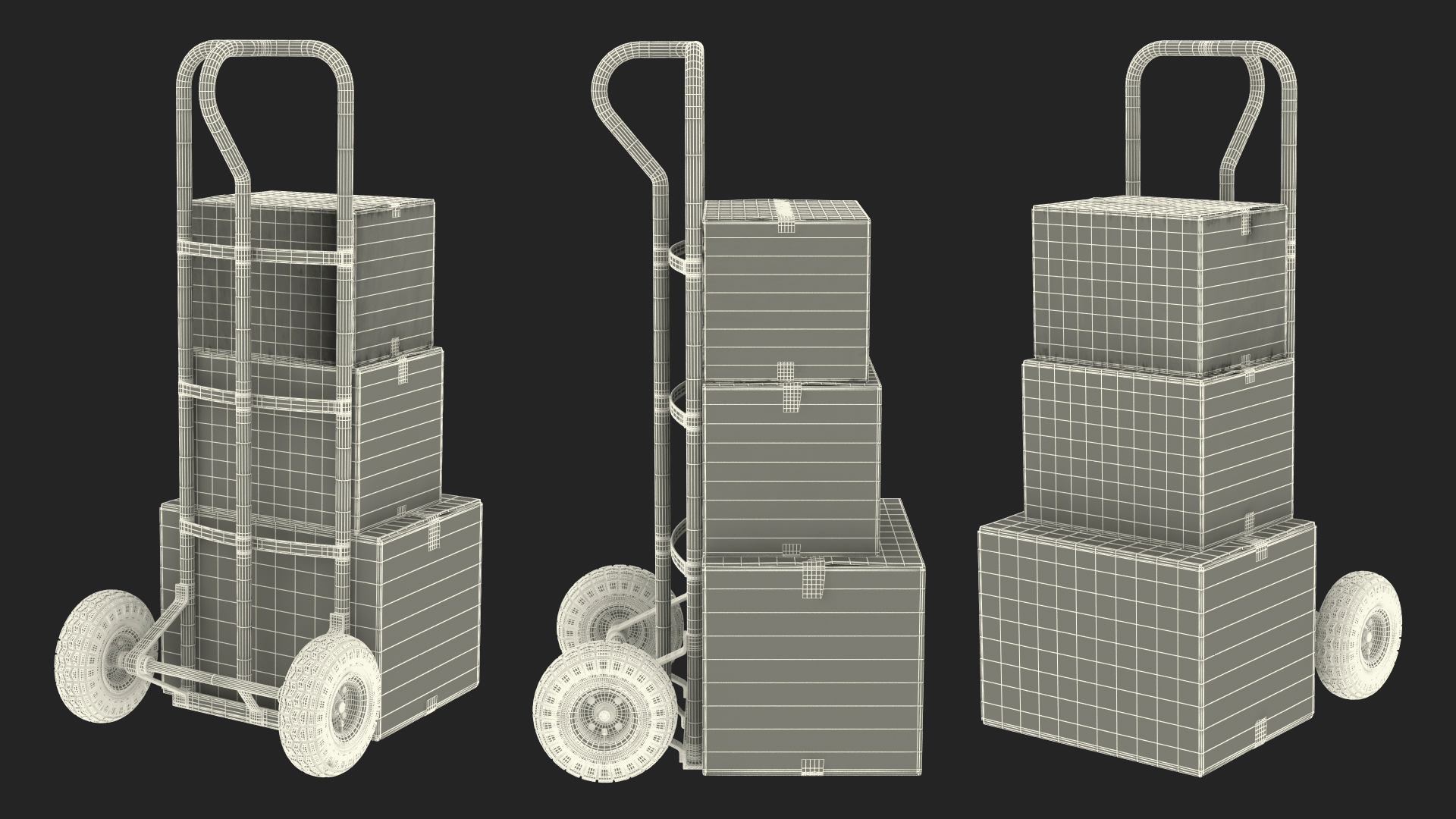 3D model Handtruck with Boxes