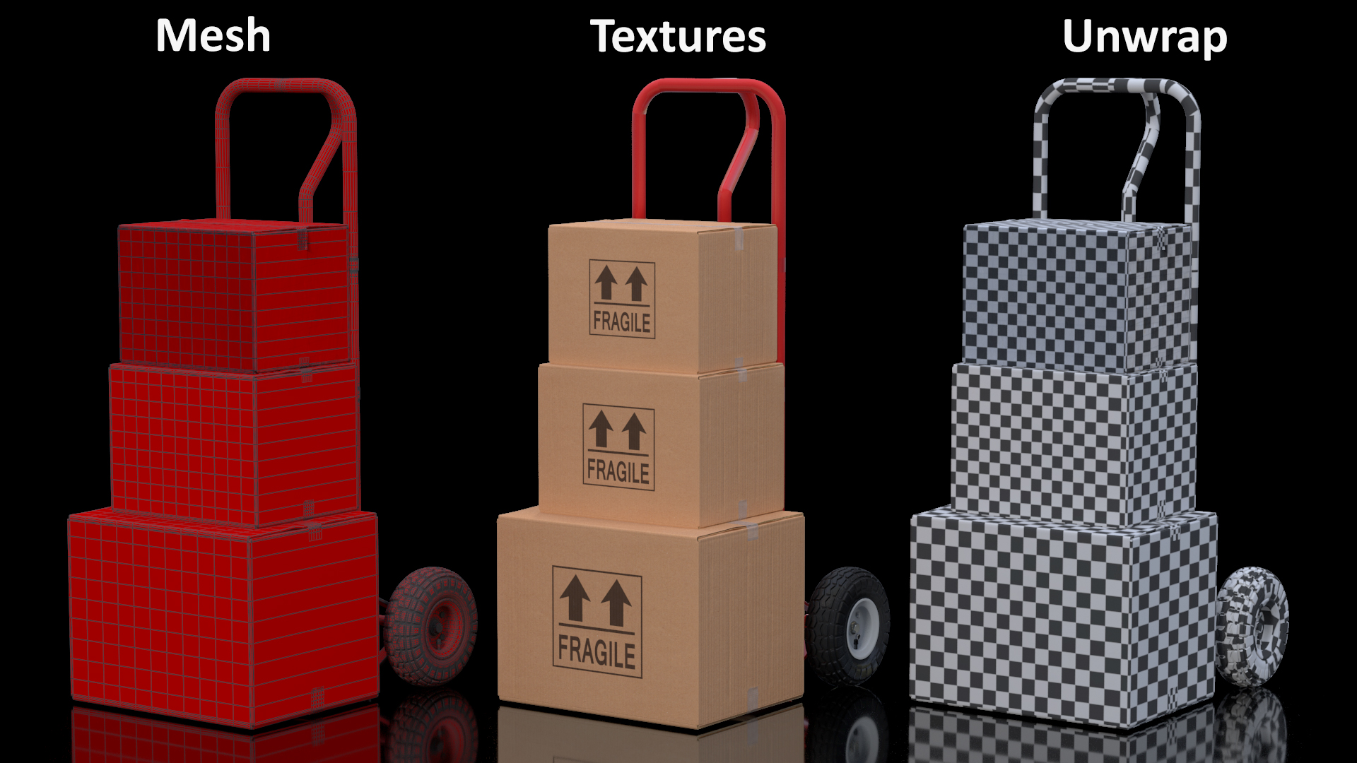 3D model Handtruck with Boxes