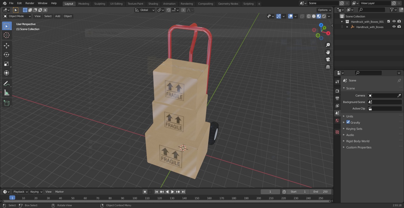 3D model Handtruck with Boxes