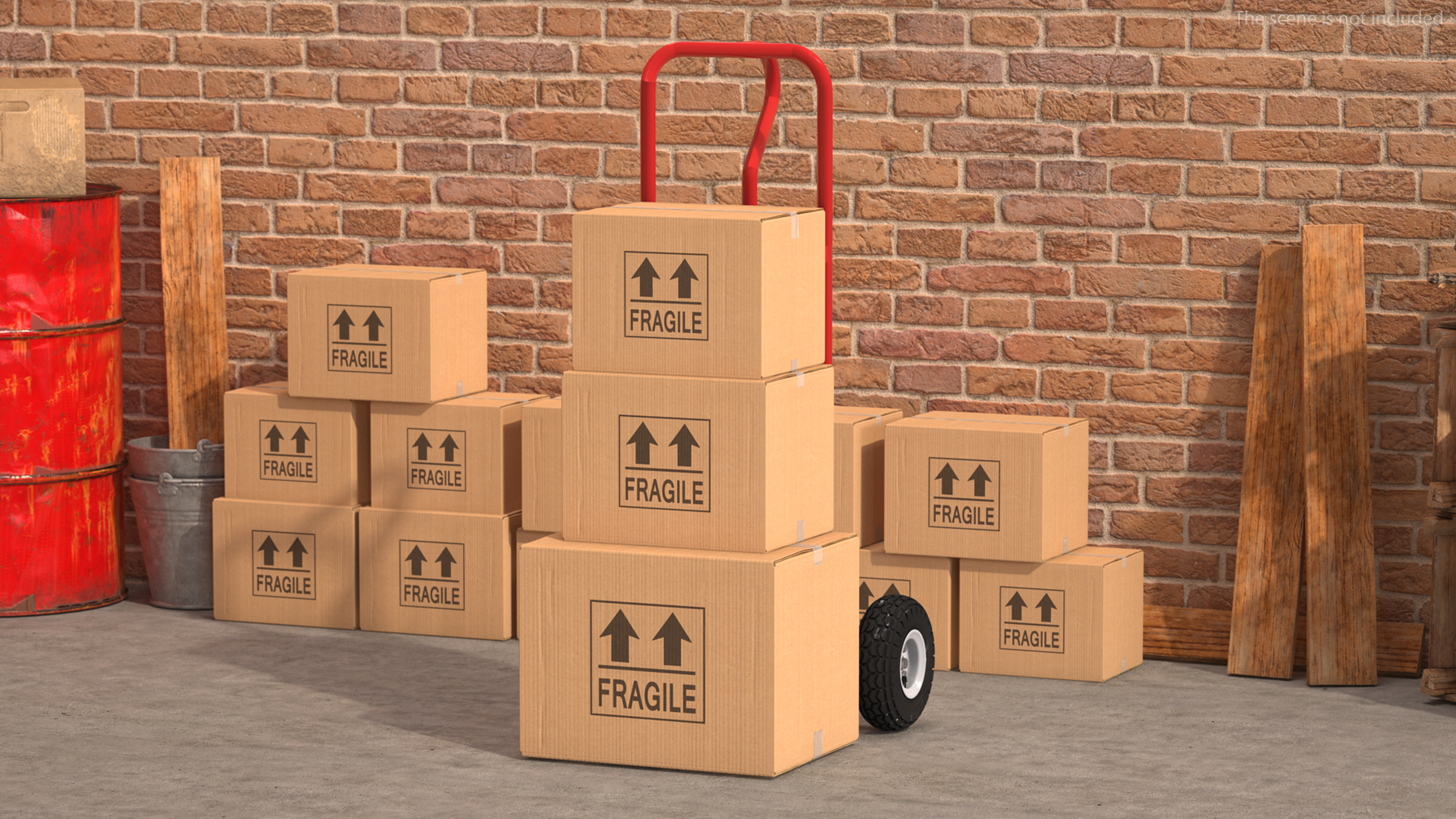 3D model Handtruck with Boxes