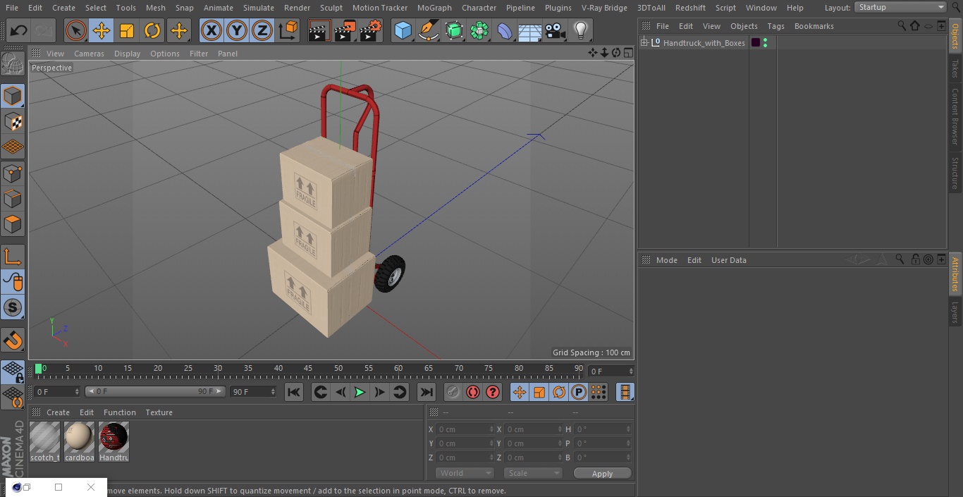 3D model Handtruck with Boxes