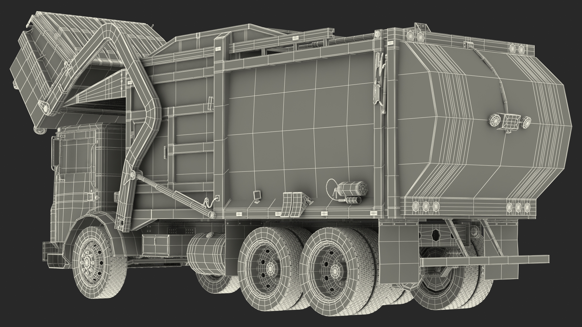 Mack Garbage Truck with Dumpster Blue 3D