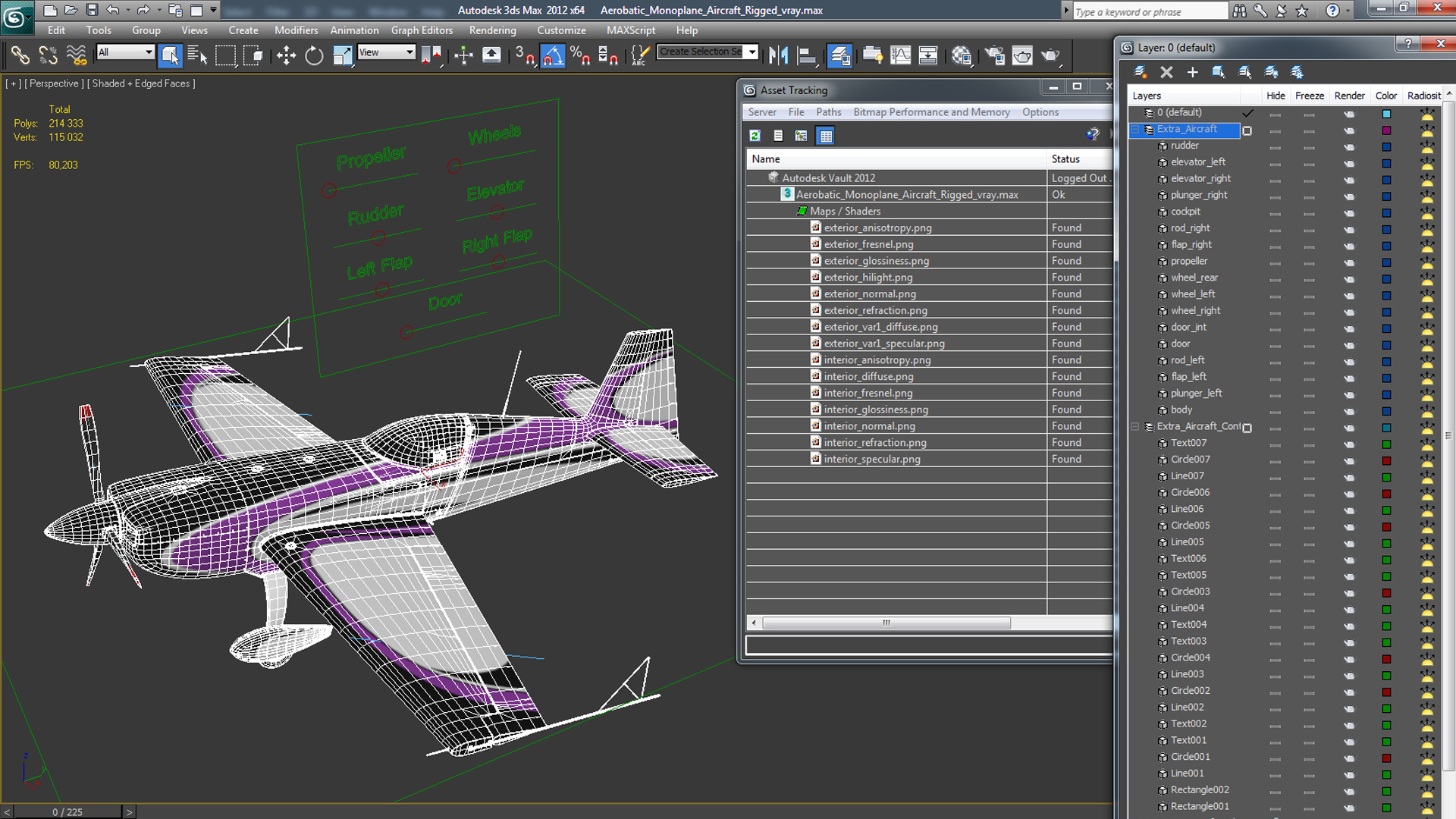 3D model Aerobatic Monoplane Aircraft Rigged