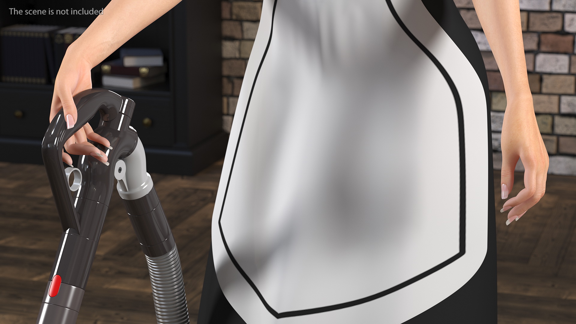 Housekeeping Maid with Dyson Big Ball Vacuum Cleaner Rigged 3D model