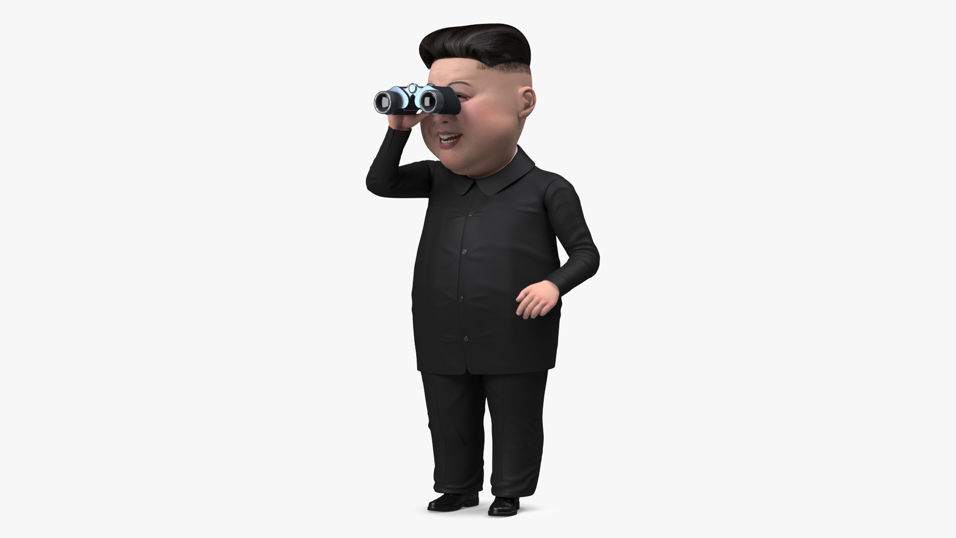 3D Cartoon Kim Jong Un Looking Binoculars model