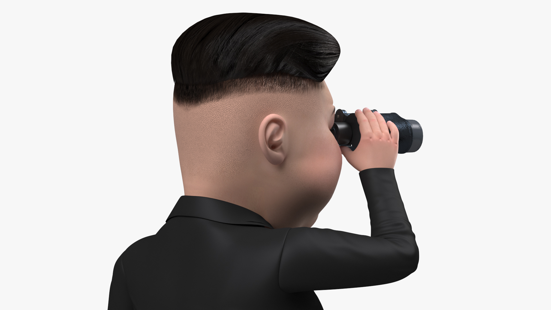 3D Cartoon Kim Jong Un Looking Binoculars model