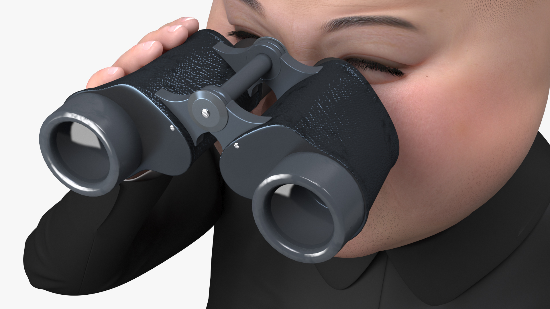 3D Cartoon Kim Jong Un Looking Binoculars model