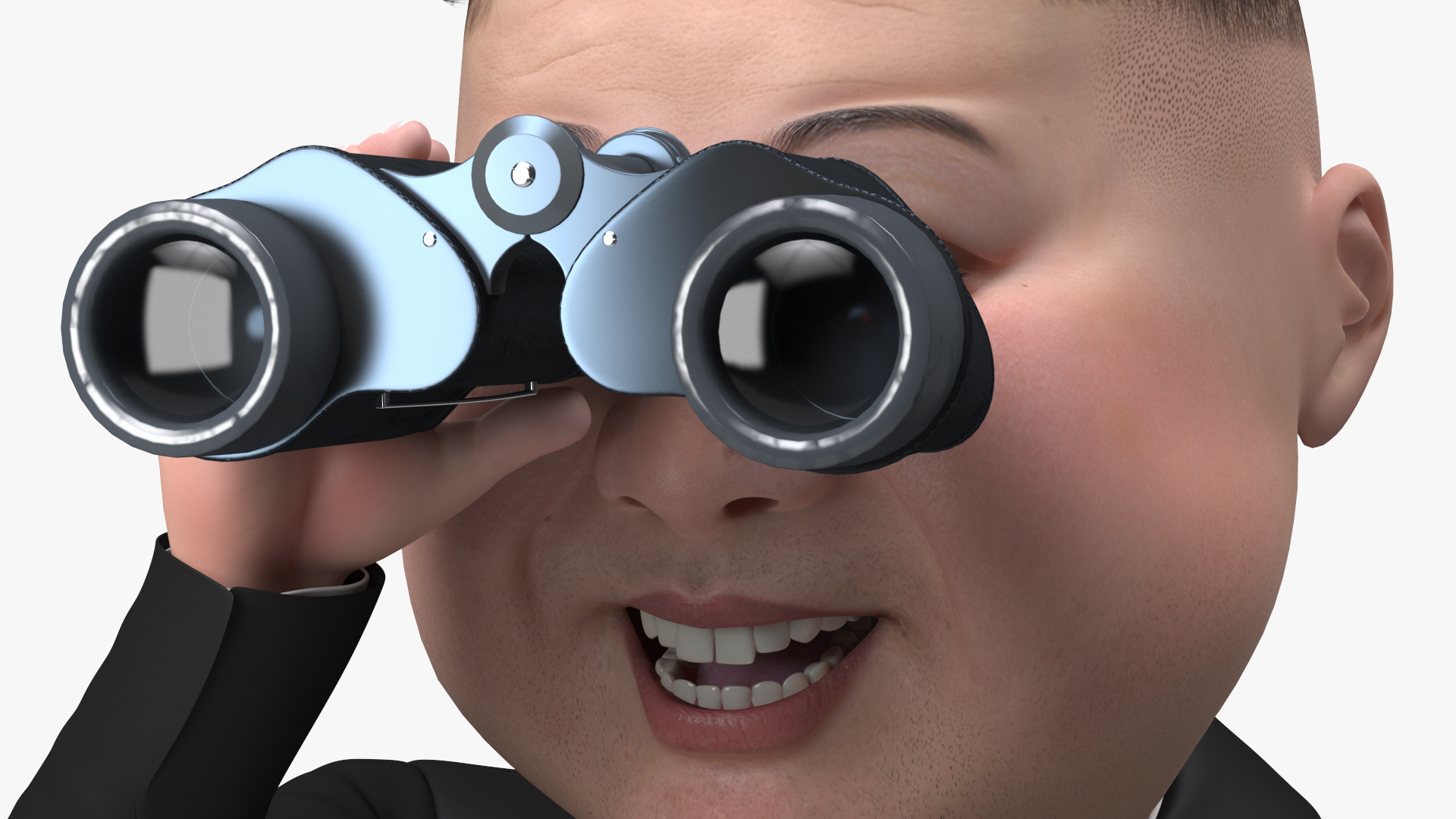 3D Cartoon Kim Jong Un Looking Binoculars model