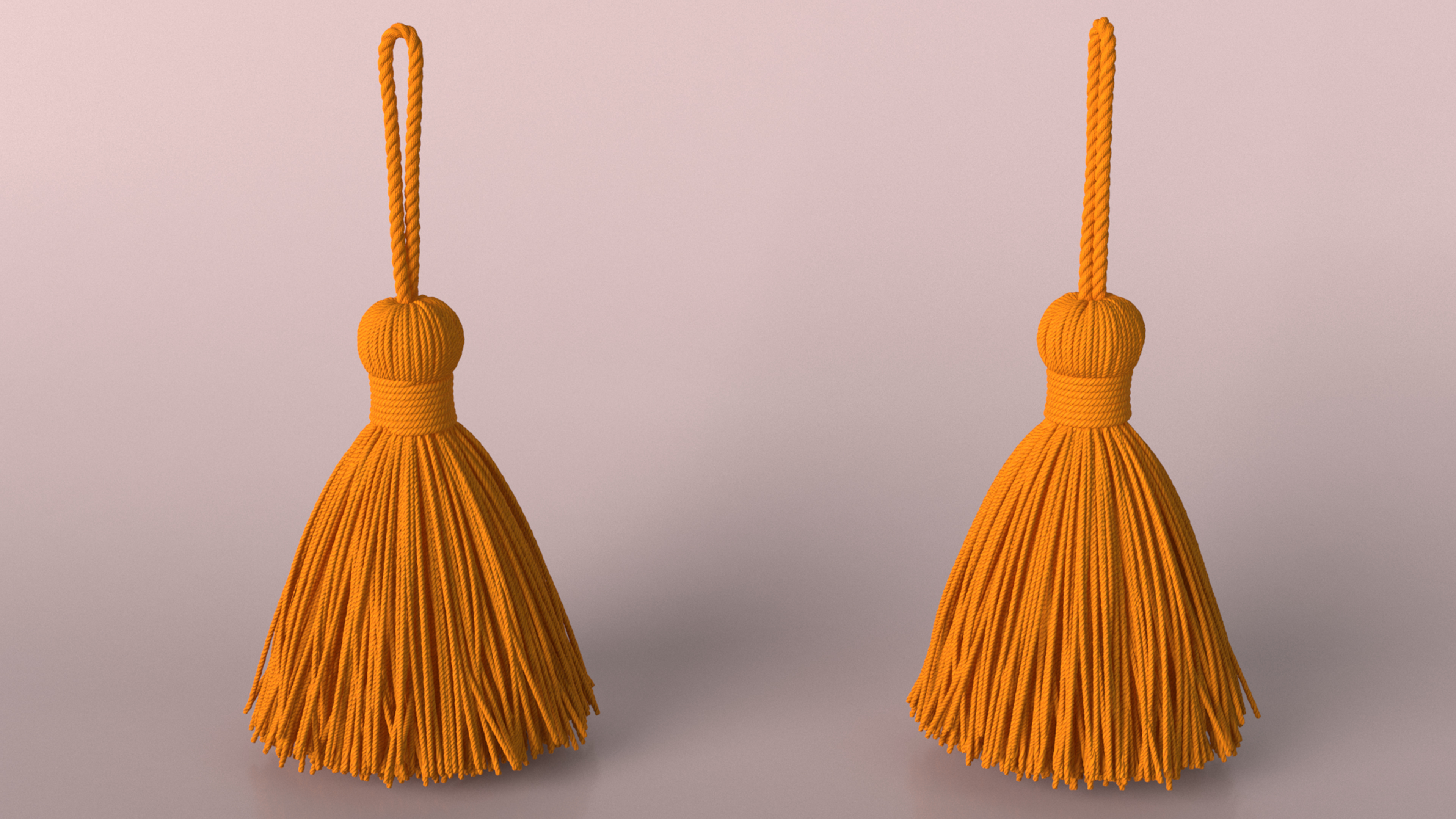 3D Yellow Yarn Tassel model