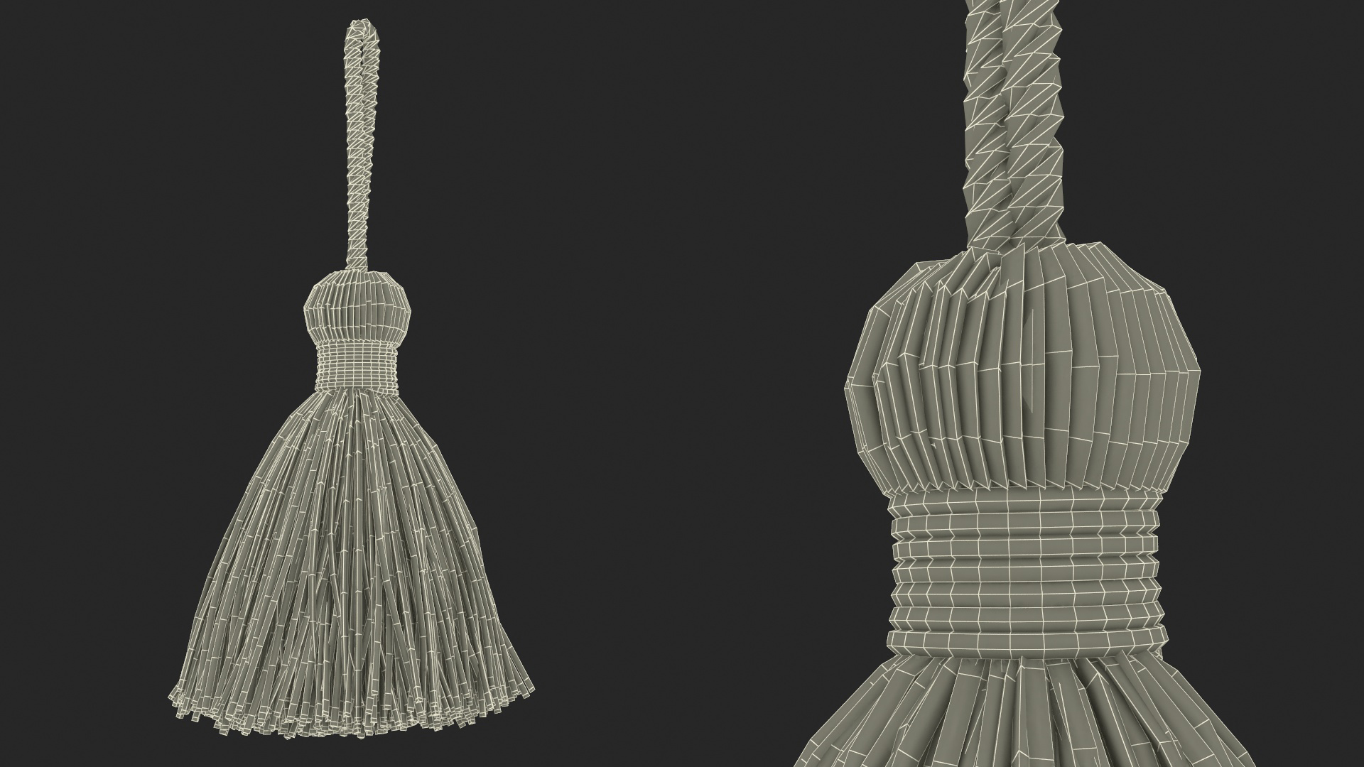 3D Yellow Yarn Tassel model