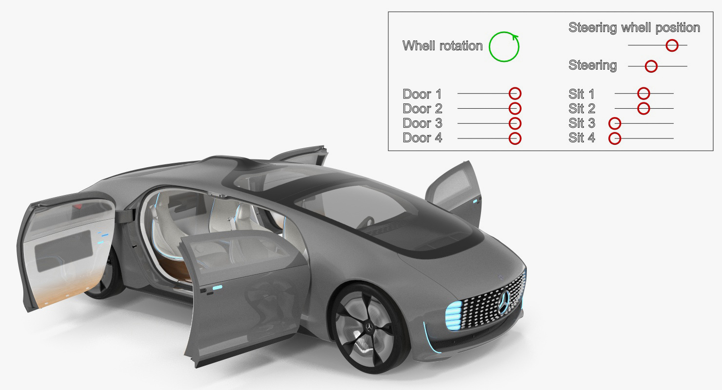 3D model Mercedes Benz F015 Self Driving Car Concept Rigged