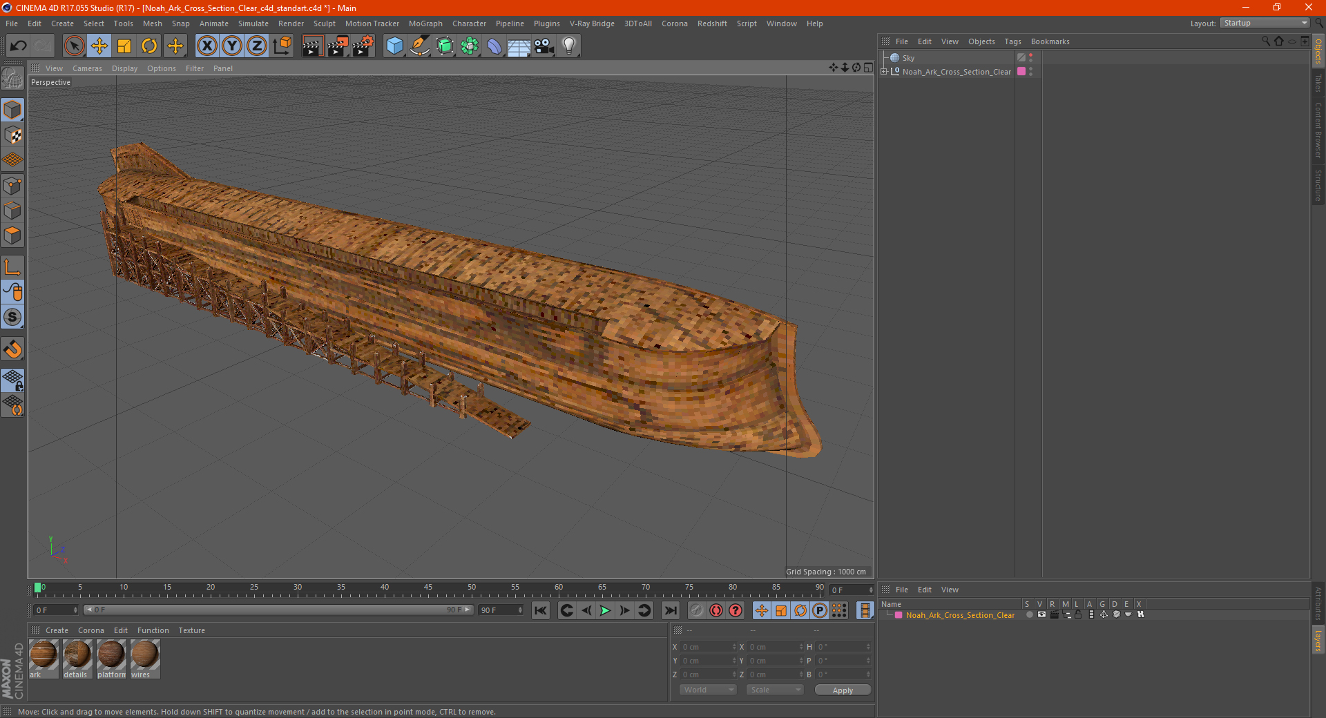 3D Noah Ark Cross Section Clear model