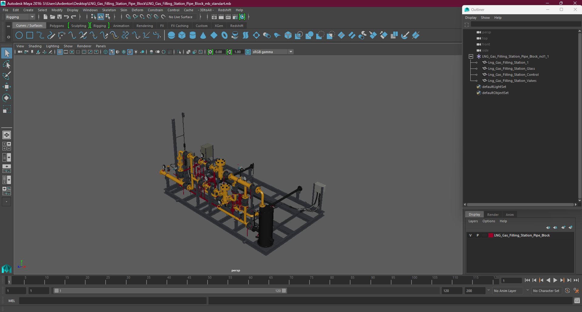 LNG Gas Filling Station Pipe Block 3D model