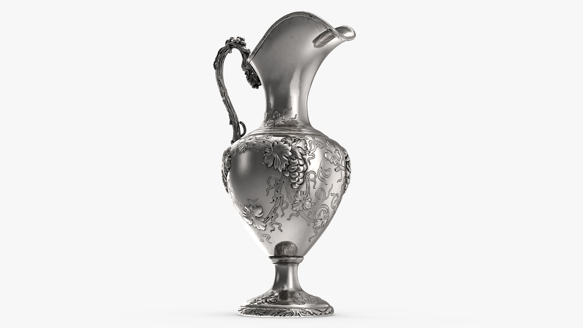 3D Silver Pitcher in Grape Pattern