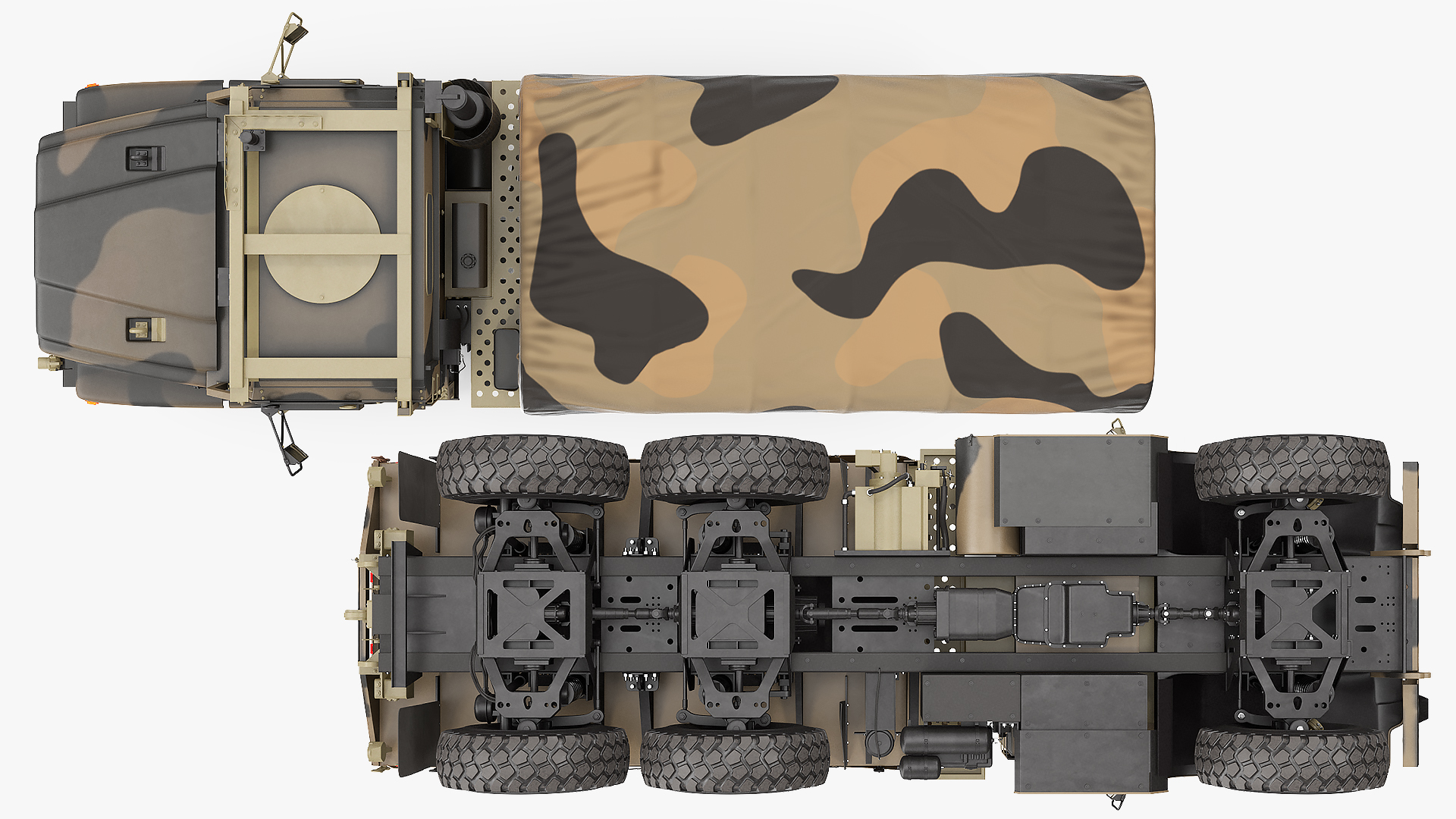 3D Medium Tactical Vehicle with Tent Sand Camo model