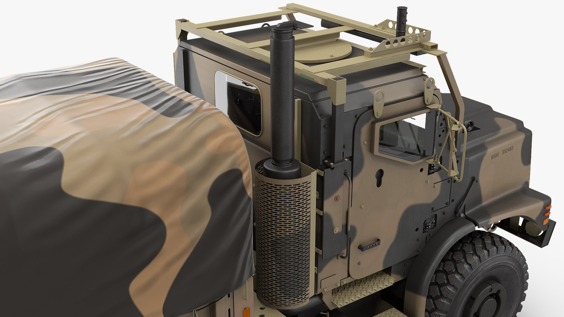 3D Medium Tactical Vehicle with Tent Sand Camo model