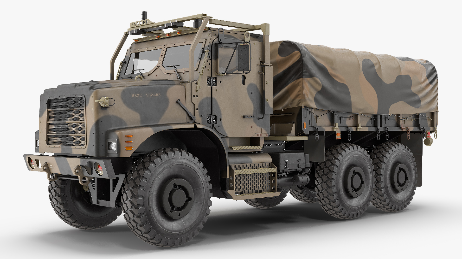 3D Medium Tactical Vehicle with Tent Sand Camo model