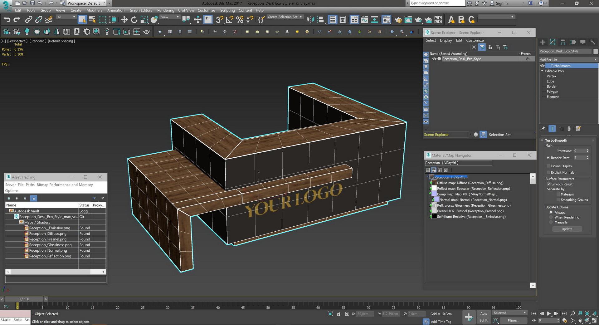 Reception Desk Eco Style 3D model