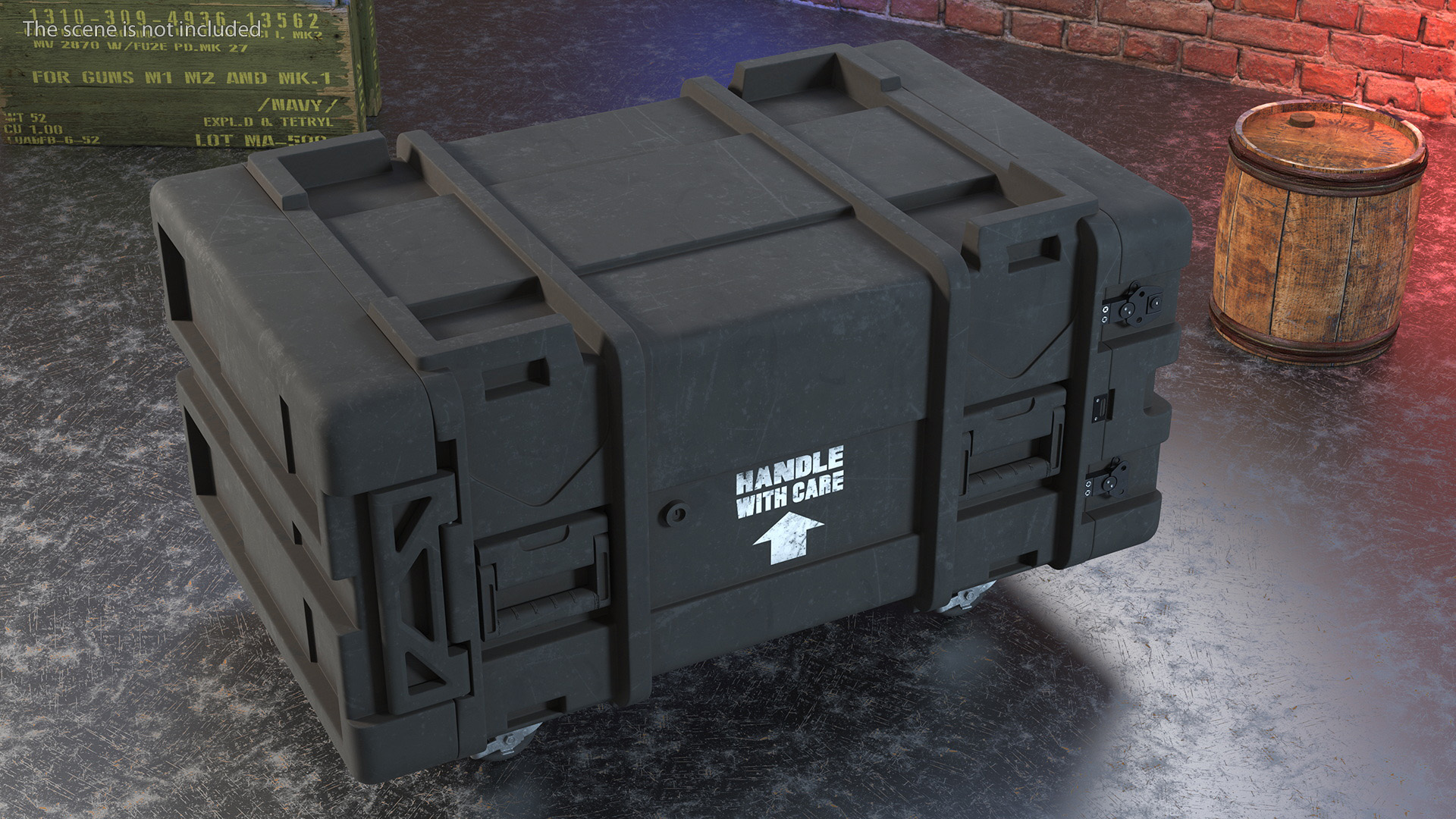 3D Wheeled Military Tough Storage Trunk Aged