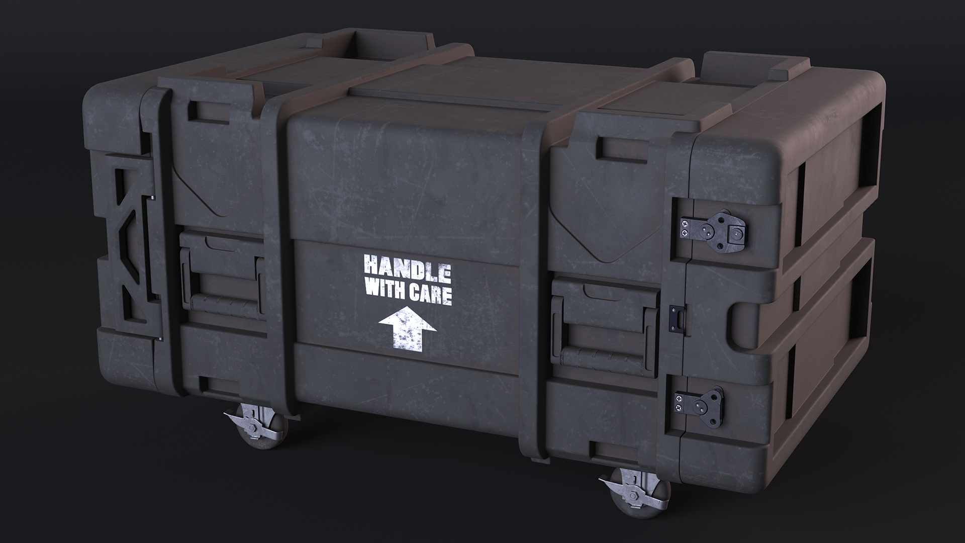 3D Wheeled Military Tough Storage Trunk Aged