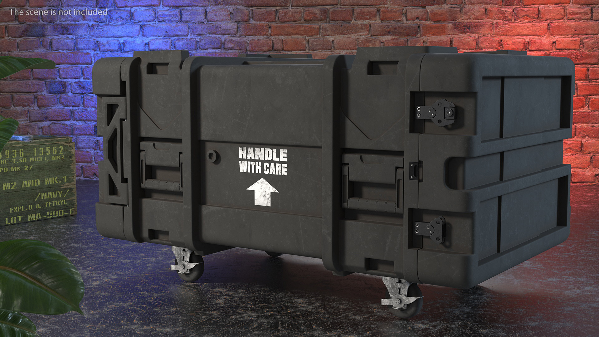 3D Wheeled Military Tough Storage Trunk Aged