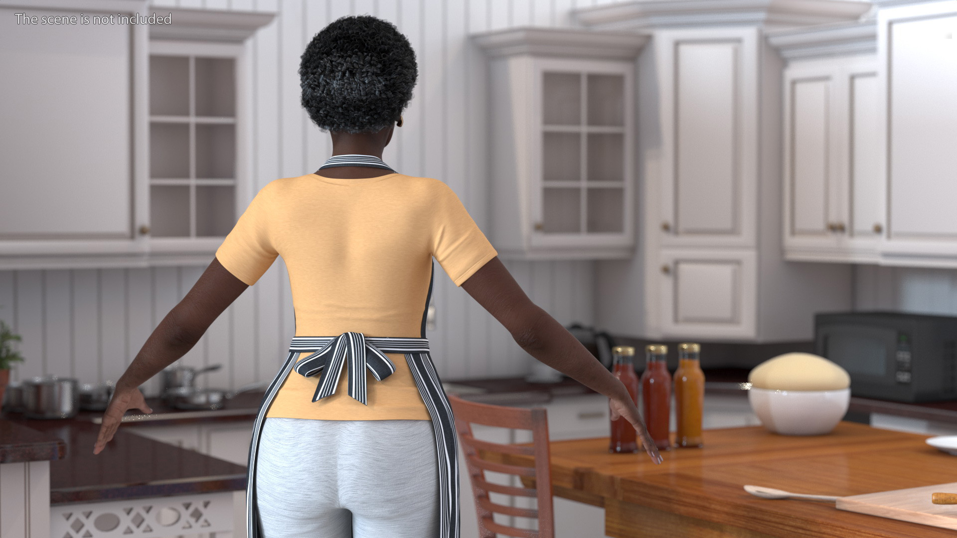 3D model Kitchen Style Black Elderly Woman A-Pose