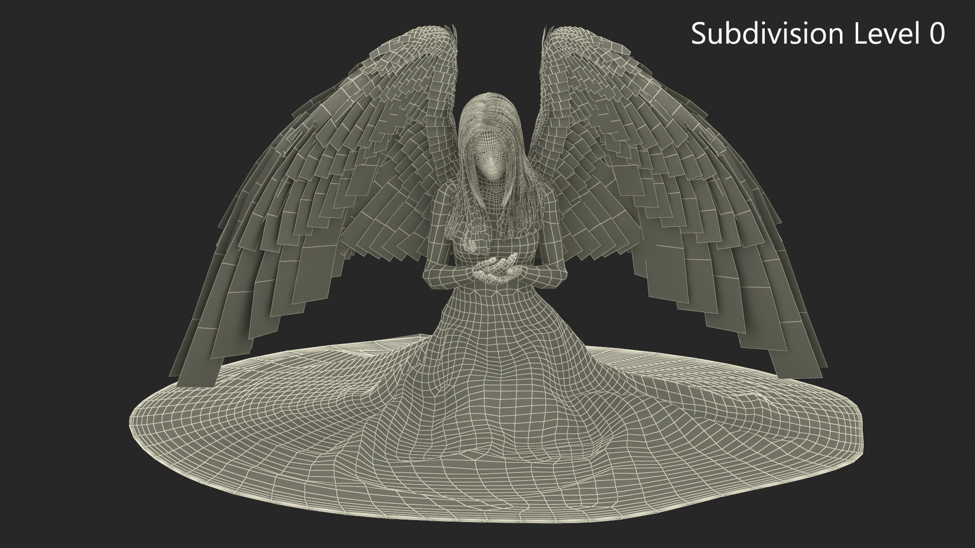 3D model Blonde Girl Angel Praying