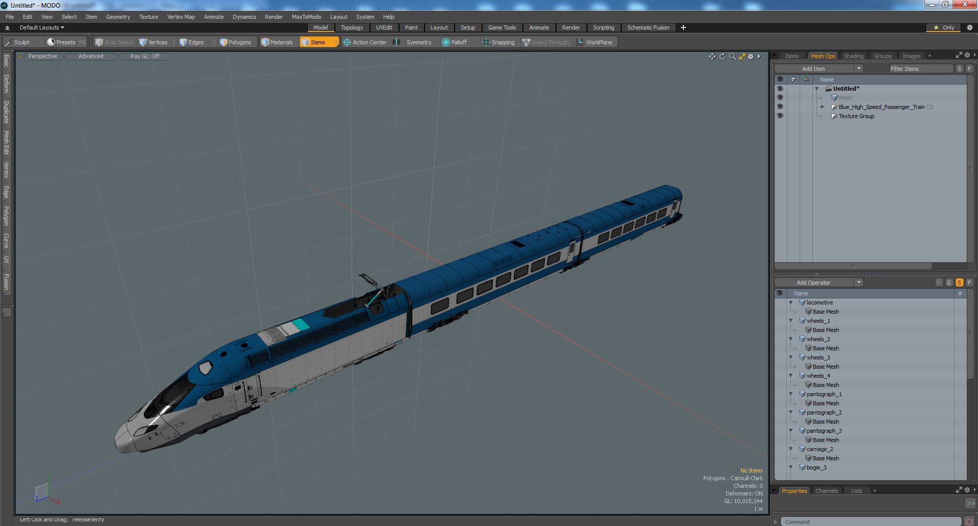 3D Blue High-Speed Passenger Train