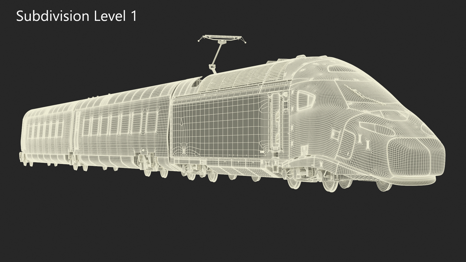 3D Blue High-Speed Passenger Train