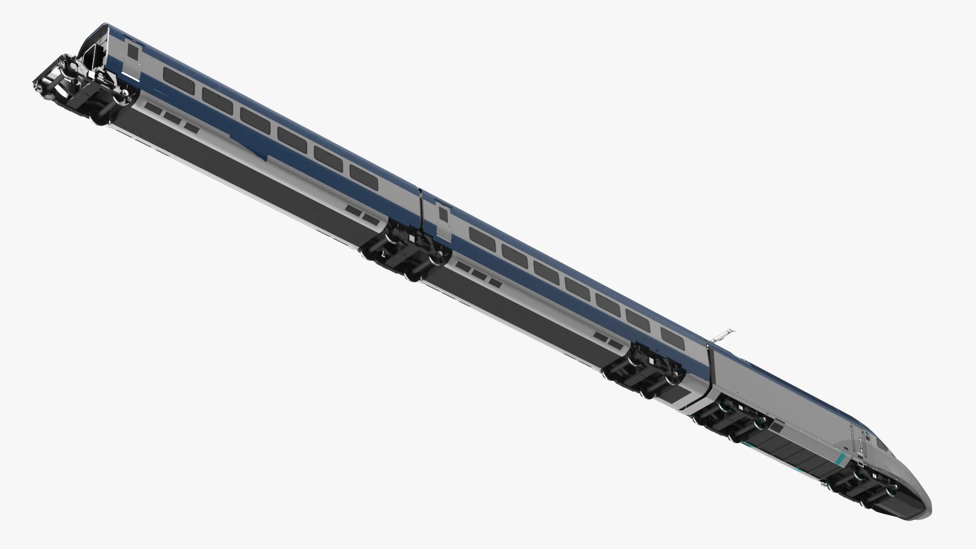 3D Blue High-Speed Passenger Train