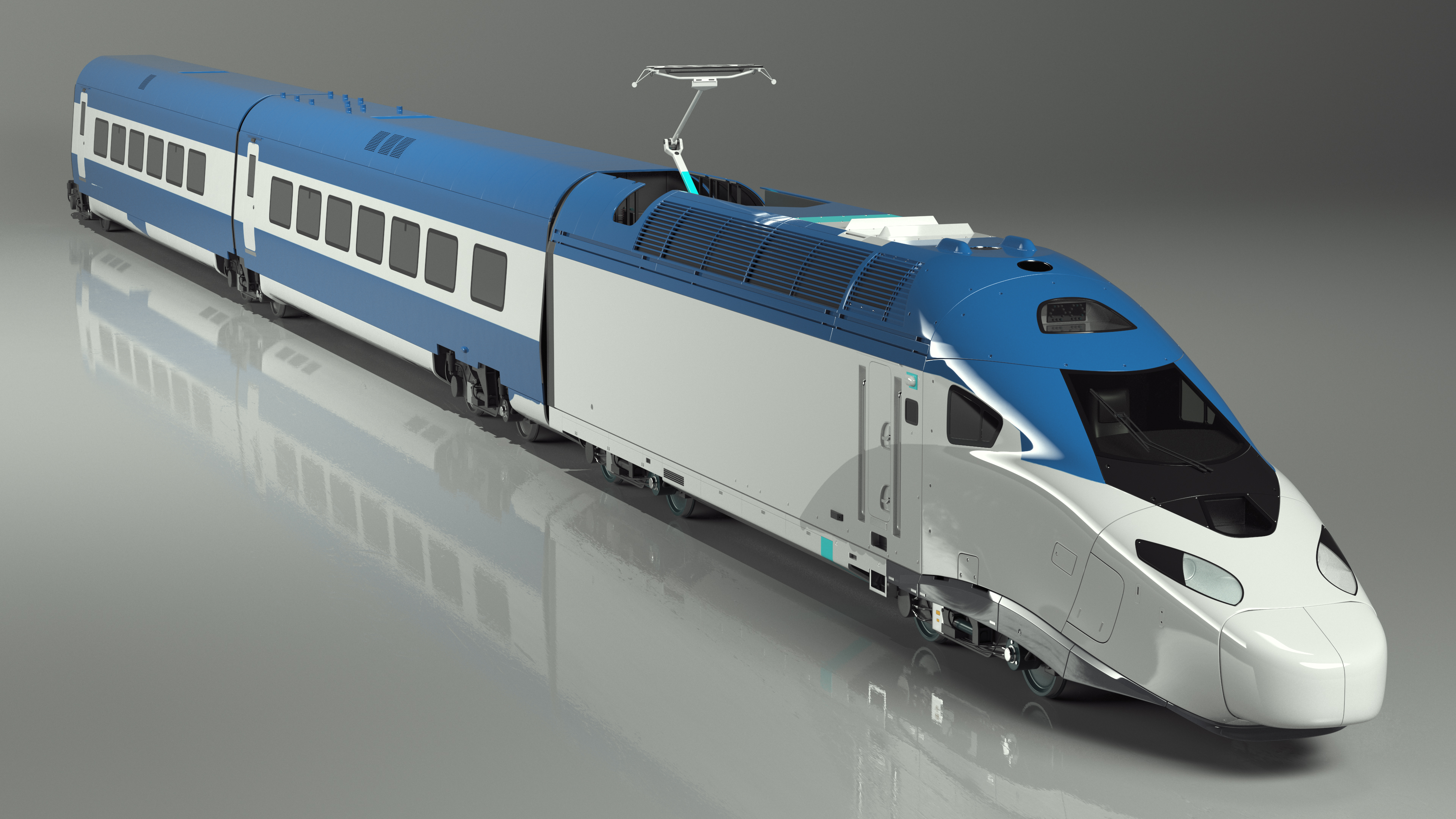 3D Blue High-Speed Passenger Train