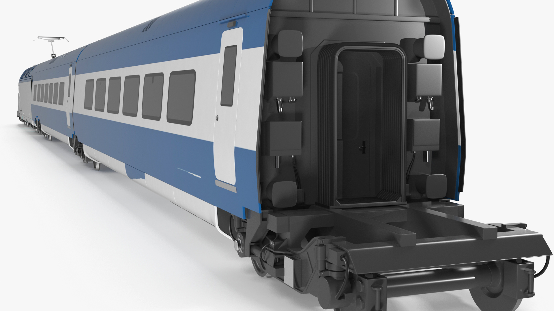 3D Blue High-Speed Passenger Train